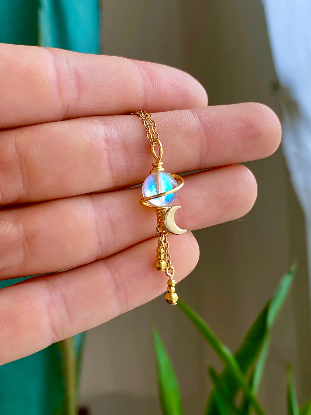 Golden Galactic Planetarium Necklace