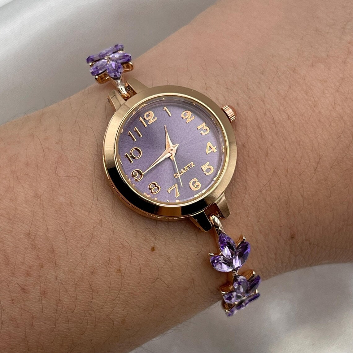 Women Pink Bracelet Crystal Watch