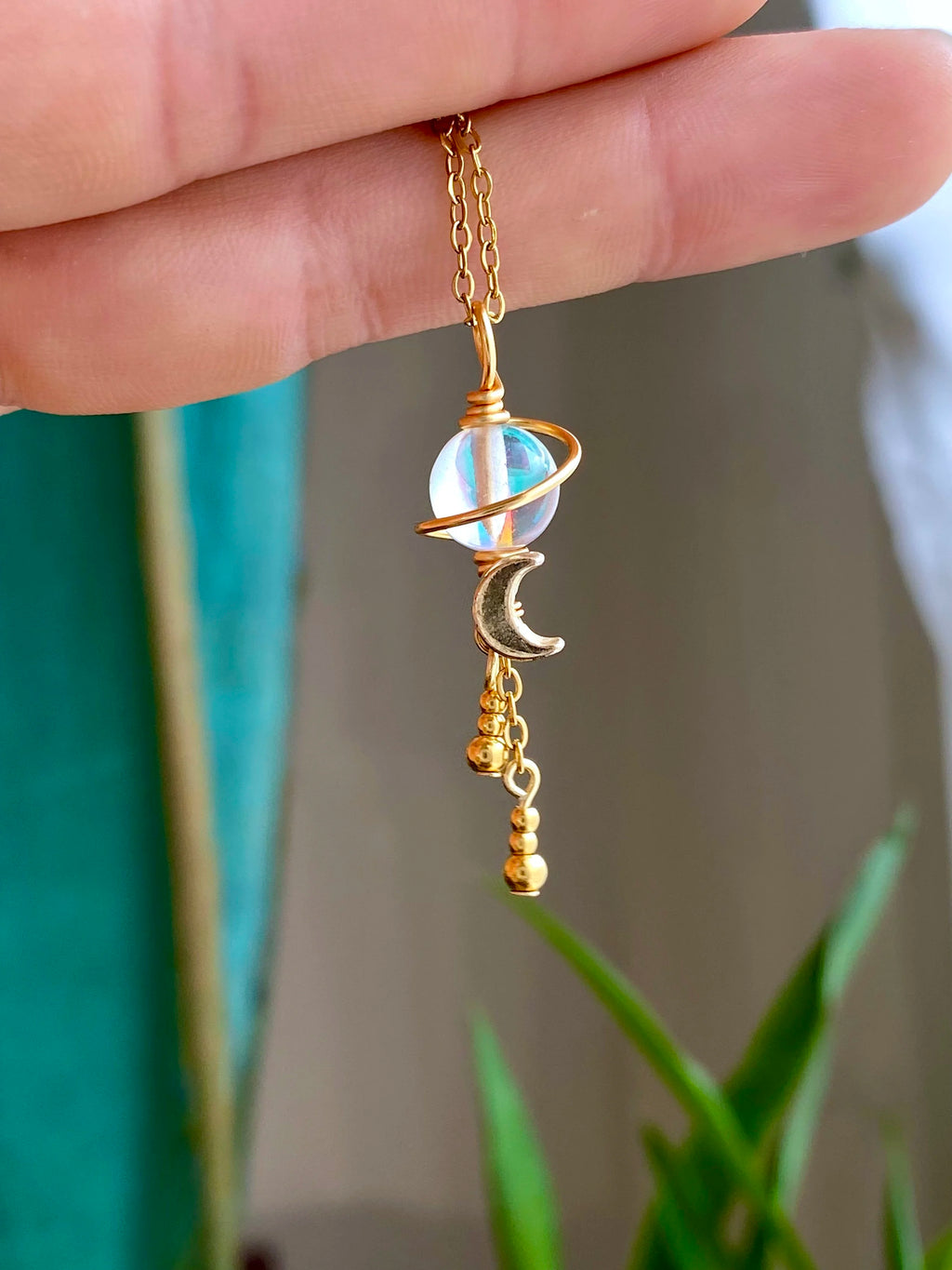 Golden Galactic Planetarium Necklace