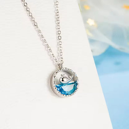 Ocean Whale Crystal Pendant Necklace – Elegant Marine Jewelry