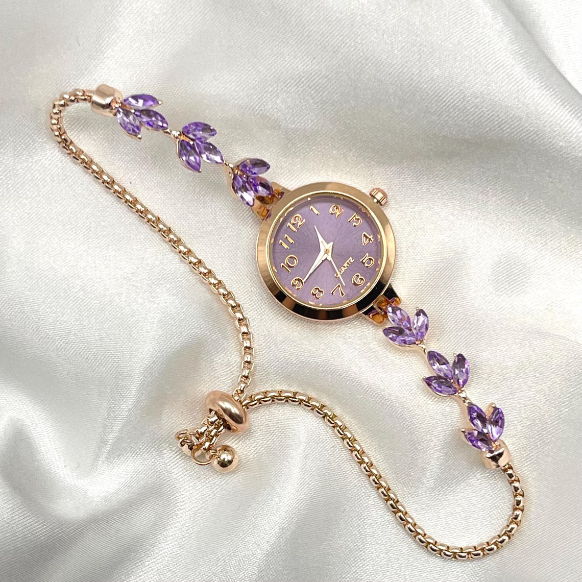 Women Pink Bracelet Crystal Watch