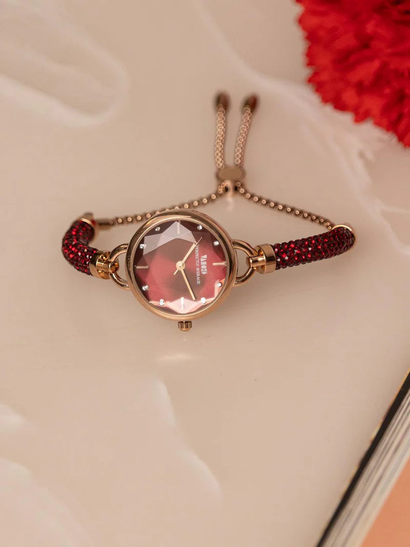 Crystal Slider Watch - Red