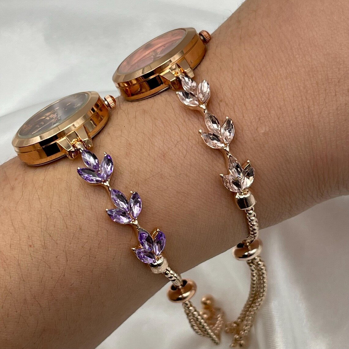 Women Pink Bracelet Crystal Watch