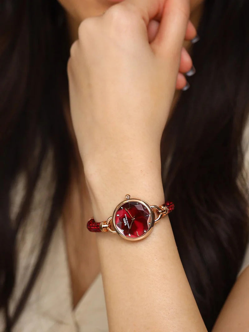 Crystal Slider Watch - Red