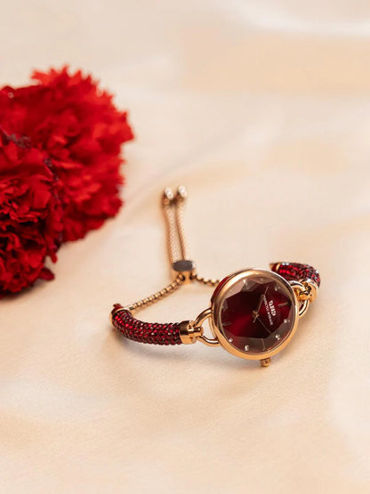 Crystal Slider Watch - Red