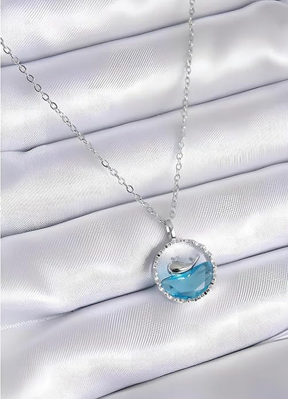 Ocean Whale Crystal Pendant Necklace – Elegant Marine Jewelry