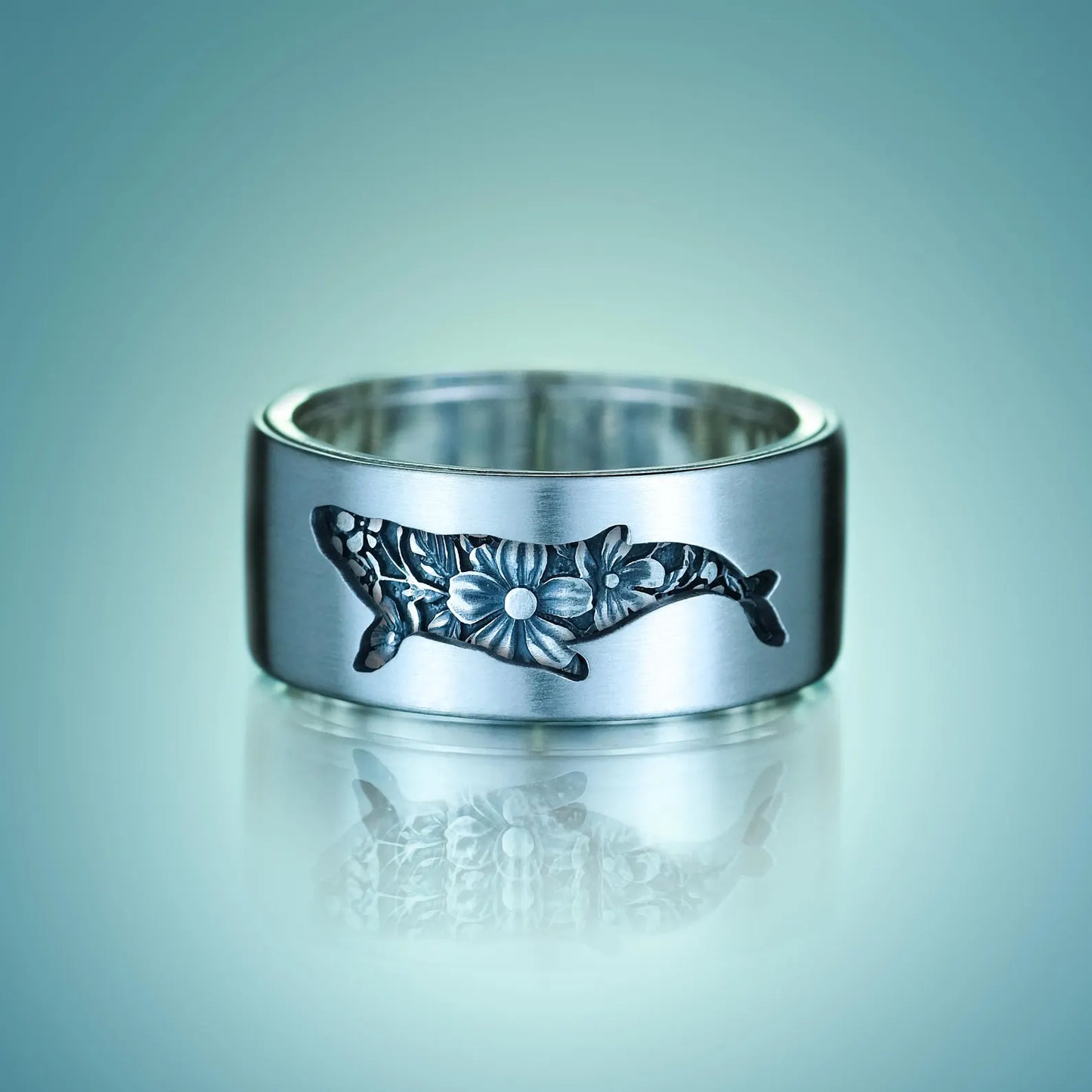 Kitsune & Whale Kinetic Spinner Ring - HANDCRAFTED STERLING SILVER