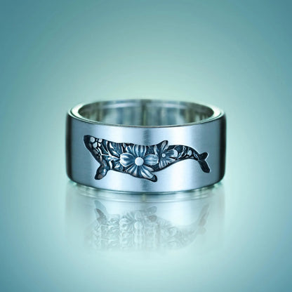 Kitsune & Whale Kinetic Spinner Ring - HANDCRAFTED STERLING SILVER