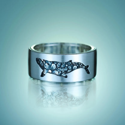 Kitsune & Whale Kinetic Spinner Ring - HANDCRAFTED STERLING SILVER