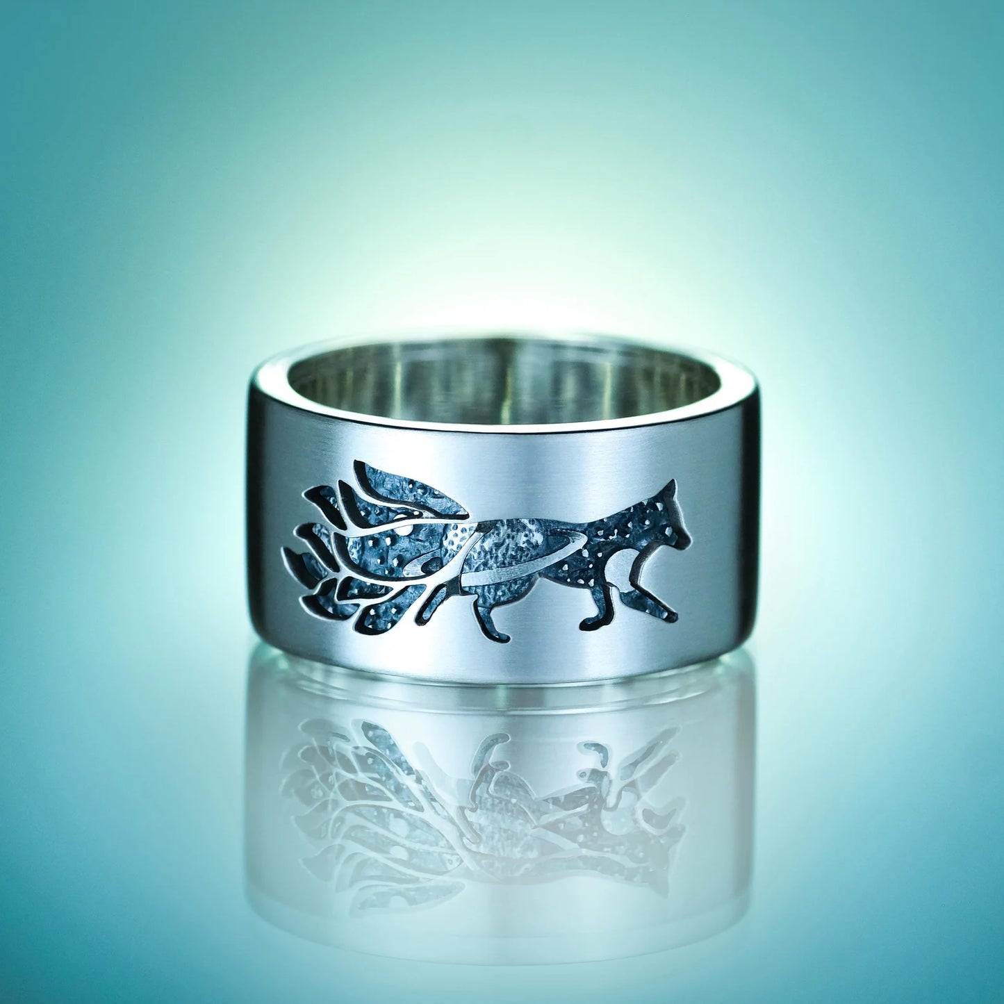 Kitsune & Whale Kinetic Spinner Ring - HANDCRAFTED STERLING SILVER