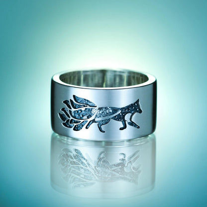 Kitsune & Whale Kinetic Spinner Ring - HANDCRAFTED STERLING SILVER