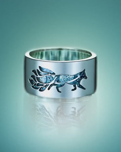 Kitsune & Whale Kinetic Spinner Ring - HANDCRAFTED STERLING SILVER